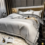 elvesmall  White Egyptian Cotton Bedding Sets Queen King Size Embroidery Duvet Cover Flat/Fitted Sheet Bed Linen Hotel Style Home Textiles