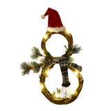 elvesmall  LED Light Snowman Rattan Wreath for Front Door Xmas Decorations Christmas Garland for Home Fireplace Wall Decor New Year