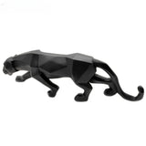 elvesmall Panther Statue Animal Figurine Abstract Geometric Style Resin Leopard Sculpture Home Office Desktop Decoration Crafts