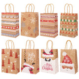 elvesmall 5Pcs Kraft Gift Bags with Handle Elk Snowflake Christmas Tree Merry Christmas Party Favors Packaging Bag Navidad New Year 2025