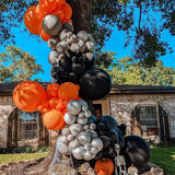 elvesmall 156Pcs Halloween Balloons Garland Kit Pumpkin Foil Ballon Double Stuffed Balloons Arch Kit 3D Scary Bat Decor Globos Decorations