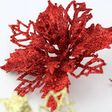 elvesmall (10pcs) Artificial Christmas Tree Flower Glitter Decorations Xmas Ornaments New Year Gift