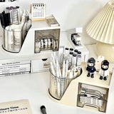 elvesmall Rotating Pen Holder Stand Organizer Multifunction Stationery Storage Box with Drawer Student School Office Desktop Storage Rack