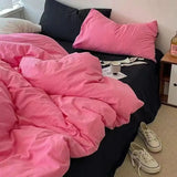 elvesmall Blue Checkerboard Print Bedding Sets Nordic Duvet Cover Simple Lattice Quilt Cover Bed Sheet For Kdis Adults Bedclothes