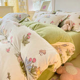 elvesmall  Winter Thickened Warm Flannel Queen Bedding Set Home Textile Cartoon Cute Duvet Cover Sheet Pillowcase 4pcs Luxury Bed Linen Set
