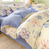 elvesmall Floral Botanical Duvet Cover Set Cotton Pink Bows Reversible Bedding for Girls Women Farmhouse Aesthetic Garden for All Seasons