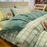 elvesmall  Professional Checkered Retro Grid Comforter Bedding Sets Cotton Bedding Set Bedding Jacquard King Linen Bed Duvet Cover Size
