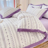 elvesmall Kawaii Princess Pure Cotton Bedding Set Full Size Lovely Ruffles Single Doubel Duvet Cover Set Girls Woman Cozy Bedding Sets
