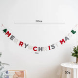 elvesmall 2.6M Christmas Wool Felt Hanging Flag Banner Letter Triangle Pendants Wall Stockings Gloves Bunting For Xmas Home Decoration