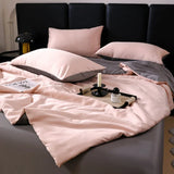 elvesmall  Silk Summer Cool Quilt  New Washed Air Conditioning Quilt Ice Silk Summer Quilt Four Piece Bed Sheet and Comforter Blanket