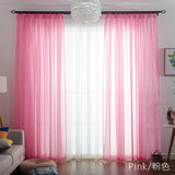 elvesmall Free Customization Sheer Tulle Curtains Shading Heat Insulation Pure Color Rod Pocket for Bedroom Living Room Voile Window