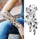 elvesmall Women's Fashion Flower Temporary Tattoos Sticker Fake Rose Feather TatooS Decal Waterproof Body Art Legs Arm Tatoos For Women