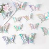 elvesmall 12/24pcs 3D Laser Butterfly Wall Sticker Wedding Wall Window Decal Summer Butterfly Birthday Party DIY Party Sticker Home Decor