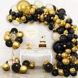 elvesmall Black Gold Balloon Arch Garland Kit Confetti Balloons Birthday Party Decorations Adults Wedding Anniversary Balloon Baby Shower