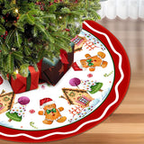 elvesmall Snowman Reindeer Christmas Tree Skirt Snowflake Xmas Tree Mat 2024 Christmas Decorations For Home Winter Holiday New Year Gifts