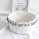 elvesmall Portable Woven Storage Basket Bedroom Child Toy Organizer Pouch Household Desktop Sundries Deposit Container Accessories Items