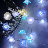 elvesmall 2m 20LED Seashell Starfish String Lights Ocean Theme Party Fairy Light Mermaid Birthday Party Decorations Girl Baby Shower favor