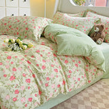 elvesmall Comforter Botanical Flowers Garden Ultra Soft & Breathable 100%Nature Cotton Bedding Sets With Flat/Fitted Sheet 2 Pillowcases