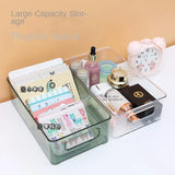 elvesmall Transparent ABS Storage Boxes Cosmetics Storage Basket Odorless Student Stationery Office Desktop Finishing Storage Box Organize