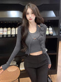 srczz  -   Sweet Hot Girl Pure Sexy Suit Women's Autumn and Winter Knitted Cardigan Short Slim-fit Halter Vest Two-piece Set Female Clothes