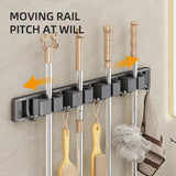 elvesmall Mop Broom Holder Hooks Bathroom Tools Storage Rack Duty Practical Clip Hook Organizers Space-saving Hanger Slots Mops Holder
