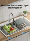 elvesmall  Retractable Drain Basket For Kitchen Sink Storage Basket For Washing Fruits And Vegetables Multifunctional Drain Rack