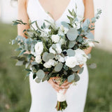 elvesmall  5pcs Artificial Plants Green Eucalyptus Leaves DIY Bridal Bouquet For Wedding Party Home Garden Table Decoration Fake Flowers