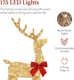 elvesmall 4ft 3-Piece 2D Lighted Christmas Deer Family Set, Large Outdoor Yard Reindeer Holiday Decoration with 175 LED Lights