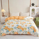 elvesmall Yellow Floral 100% Cotton Duvet Cover Rose Pattern Comforter Covers Elegant Flowers Botanical Bedding All Season for Women Girls