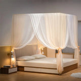 elvesmall  Aesthetic Palace bed Mosquito Net Bed Canopy four door Double Layer Bed Valance room wedding decoration Bed cover bed Curtains