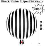 elvesmall 10pcs Black and White Striped Aluminum Film Balloons for Birthday Parties, Weddings, Singles Parties, Decorations