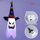 elvesmall Halloween LED Lights Horror Skull Ghost Holding Candle Lamp Happy Holloween Party Decoration for Home Haunted House Ornaments