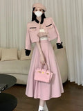 srczz New High Quality Small Fragrance Two Piece Set Women Short Jacket Coat + Long Skirt Suits Korean Elegant Fashion OL 2 Piece Sets