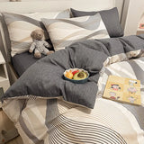 elvesmall High Quality Cotton Printed Four-piece Set Small Fresh Style Home Quilt Cover Fitted Sheet Pillowcase Soft Comfortable Bedding