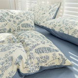 elvesmall Water Washed Cotton Bedding Set Duvet Cover Bed Sheet Pillowcase Printed Four Piece Set Quilt Cover Bedroom Bed Sets King Size