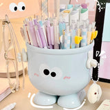 elvesmall Creative Pen Holder with Hook Table Cute Stationery Storage Box Pen Holder Rack Student Children Girls Desk Organizer Kawaii