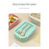 elvesmall  -  Wheat Straw Lunch Box Healthy BPA Free Bento Boxes Microwave Dinnerware Food Storage Container Soup Cup Lunch Box for Kids