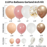 elvesmall 112pcs Blush Retro Pink Balloons Garland Arch Kit for Birthday Party Wedding Baby Shower Decorations