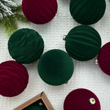 elvesmall 12pcs 8cm Christmas Balls Ornament Flocked Christmas Tree Ball Decorations Plastic Velvet Balls Xmas Decorative Hanging Ornament