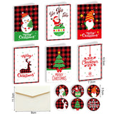 elvesmall 6/12pcs Vintage Merry Christmas Holiday Greeting Cards Kraft paper Gift Card with Envelope Sticker New Year Xmas Folding Card