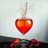 elvesmall 1pc Heart Shaped Cocktail Glass with Straw Clear Stemmed Wine Glass Creative Champagne Glasses Drinking Cups for Bar Pub Club