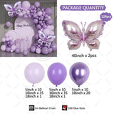 elvesmall 126pcs Purple 3D Butterfly Balloons Arch Garland Kit for Baby Shower Decorations for Girl Wedding Valentines Party Decorations