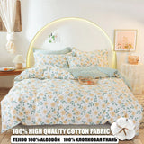 elvesmall 100% Cotton Bedding Set Duvet Cover Pillowcases Breathable Skin-friendly Freshing Floral Style 16 Sizes