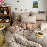 elvesmall 3pcs Duvet Cover Microfiber Solid Color Bedding Set Yellow Comforter Cover with 2 Pillowcase Modern Home Bedroom Quilt Cover