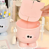 elvesmall Creative Pen Holder with Hook Table Cute Stationery Storage Box Pen Holder Rack Student Children Girls Desk Organizer Kawaii