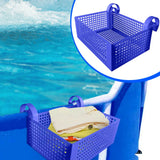 elvesmall Pool Storage Basket Plastic Hanging Pool Mesh Organizer Hook Pool Drinks Holder Portable Removable Frame Swim Pool Accessories