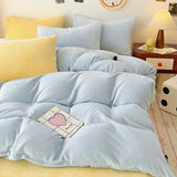 elvesmall 2024 New Milk Fleece Single Bedding Set Thickened Solid Color Warm 220x240 Double Use Quilt Cover Large Size Bedding for Winter