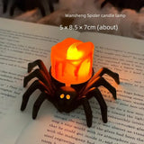 elvesmall Halloween Led Electronic Glowing Spider Candle Lamp Party Atmosphere Decorative Ornament Photography Props