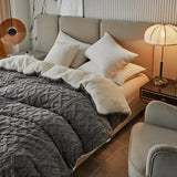 elvesmall Warmth Duvet Cover Dual Use Blanket Artificial Cashmere Warm Winter Blanket Soft Cozy Fleece Quilt Cover Plush Blankets for Beds