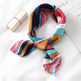 elvesmall Women Small Satin Silk Scarf Square Print Wrap Foulard Femme Handkerchief Bandana Neck Hair Skinny Tie Scarves Shawls